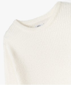 Pull en maille duveteuse à col rond fille
